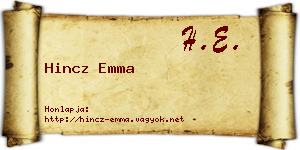 Hincz Emma névjegykártya